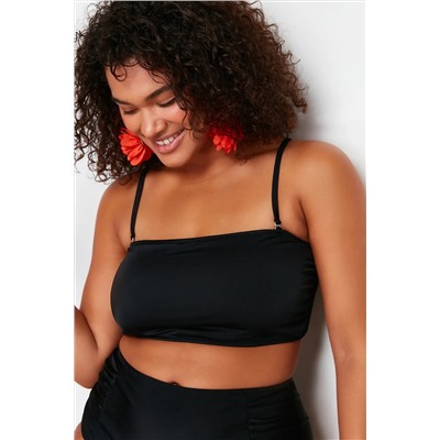 Siyah Straplez İp Askılı Büyük Beden Bikini Üstü TBBSS23CT00013