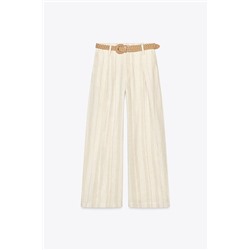 STRIPED WIDE-LEG TROUSERS WITH BELT