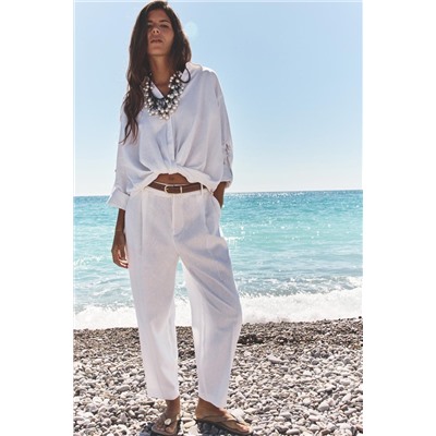 PANTALON RECTO CON LINO CINTURÓN