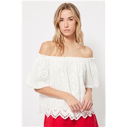 Camiseta con bordado inglés Blanco