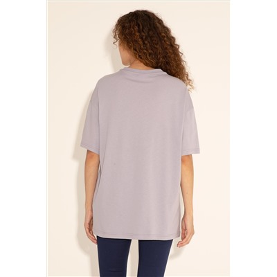 Erkek Oversize Fit Bisiklet Yaka Gri Tişört