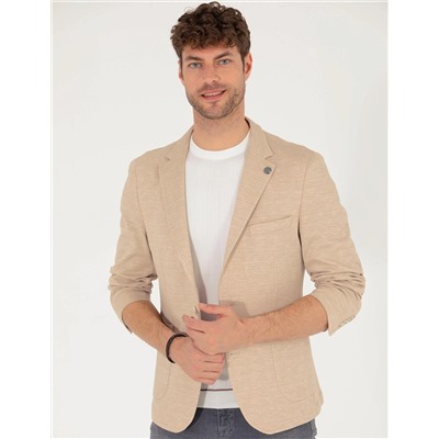 Bej Ekstra Slim Fit Blazer Ceket