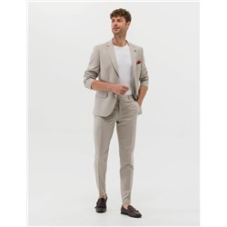 Bej Çizgili Ekstra Slim Fit Takım Elbise