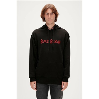 Bad Bear, 3d Bad Hoodie Siyah Kapüşonlu Erkek Sweatshirt