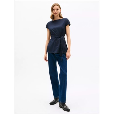 Stretch-Cotton Wrap Top