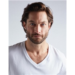 V-neck T-shirt, Men, White