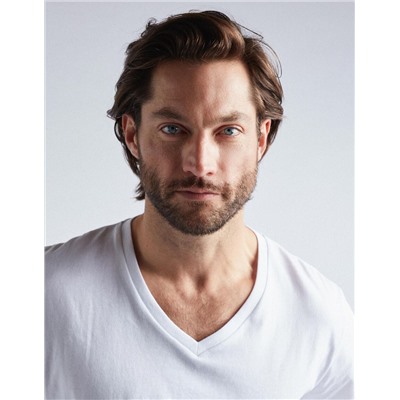 V-neck T-shirt, Men, White