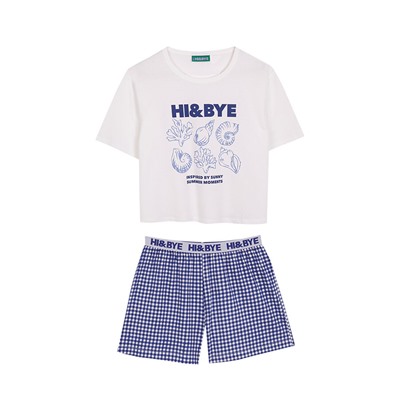 Pijama corto 100% algodón azul