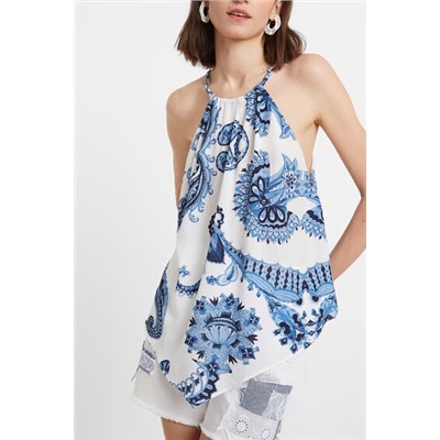 Blusa viscosa escote cuadrado