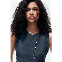 DOUBLE-BREASTED LINEN WAISTCOAT