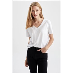 Defacto Regular Fit V Yaka Kısa Kollu %100 Pamuk Tişört W9578AZ22SM