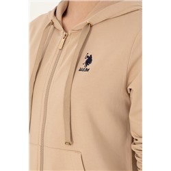 Kadın Kum Kapüşonlu Fermuarlı Sweatshirt