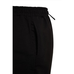 Siyah Jogger Paçası Lastikli Örme Büyük Beden Eşofman Altı TBBSS22EA0065