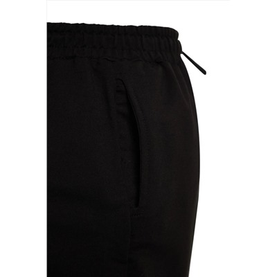 Siyah Jogger Paçası Lastikli Örme Büyük Beden Eşofman Altı TBBSS22EA0065