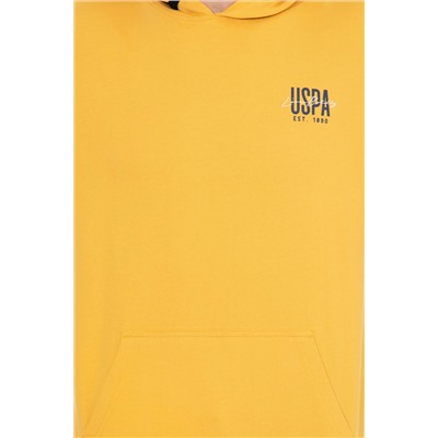 Erkek Safran Kapüşonlu Basic Sweatshirt