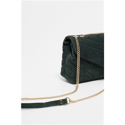 Bandolera de nobuk Mini Vivi Verde