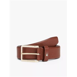 Square-Buckle Pebbled Leather Belt