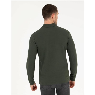 Koyu Yeşil Slim Fit Basic Sweatshirt
