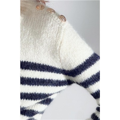 STRIPED KNIT SWEATER WITH BUTTONS