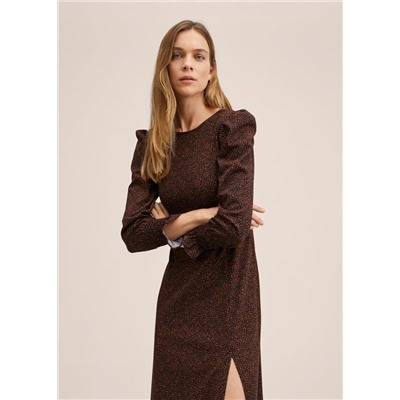 Vestido estampado manga abullonada -  Mujer | MANGO OUTLET España