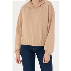 Kadın Kum Kapüşonlu Sweatshirt