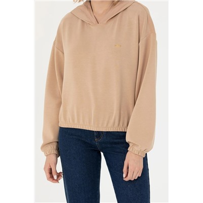 Kadın Kum Kapüşonlu Sweatshirt