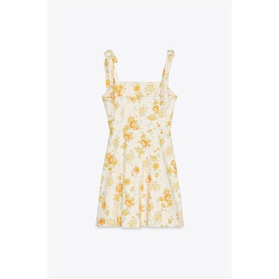 FLORAL POPLIN DRESS WITH BOWS