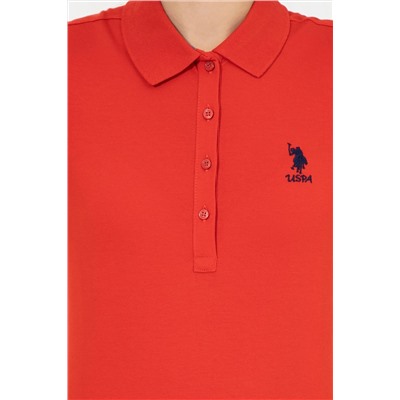 Kadın Kırmızı Basic Polo Yaka Tişört