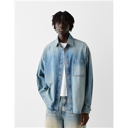 Long sleeve oversize denim shirt