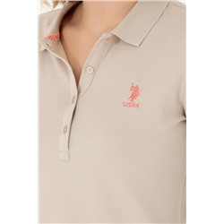 Kadın Bej Polo Yaka Basic Sweatshirt