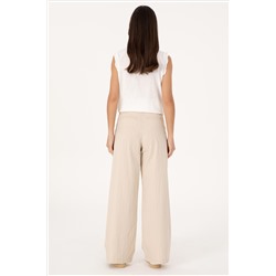 Kadın Taş Çizgili Loose Fit Kanvas Pantolon