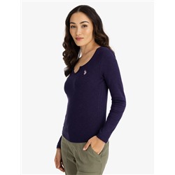 NOTCH NECK LONG SLEEVE T-SHIRT