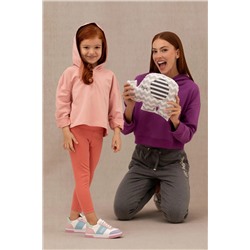 Kız Çocuk Pudra Kapüşonlu Sweatshirt
