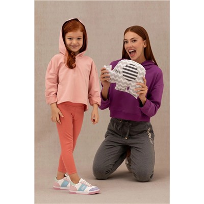 Kız Çocuk Pudra Kapüşonlu Sweatshirt