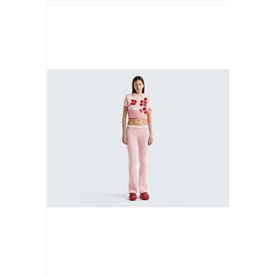 United Colors of Benetton Kadın Pembe Çiçek Desenli Koton Karışımlı Crop Yelek 123P108RE105G-8Y4