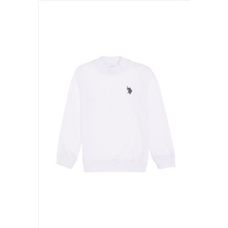 Erkek Çocuk Beyaz Basic Bisiklet Yaka Sweatshirt