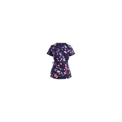 koi Scrubs Denim Splash Mock Wrap Print Top