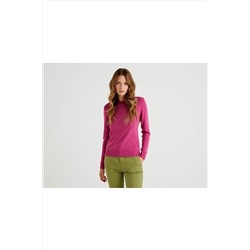 United Colors of Benetton Benetton Kadın Koyu Eflatun Bisiklet Yaka Merino Kazak 122A1002D1K01-3G3