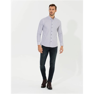 Mor Slim Fit Uzun Kollu Gömlek