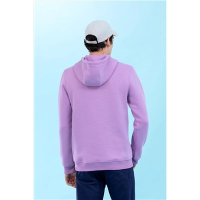 Lila Kapüşonlu Basic Sweatshirt (Unisex)