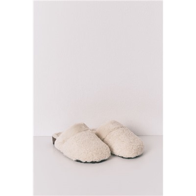 Zapatillas tipo zueco borreguito beige