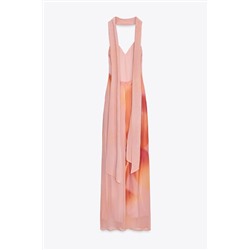 LONG PRINTED DRESS WITH SCARF