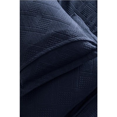 Triangle King Size %100 Pamuk Yatak Örtüsü - Lacivert - Lüks Koleksiyon