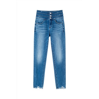 Vaquero slim de tiro alto Azul