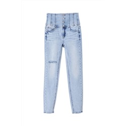 Vaquero skinny fit de tiro alto Azul claro
