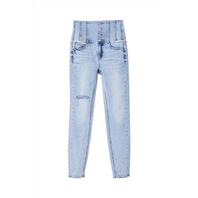 Vaquero skinny fit de tiro alto Azul claro