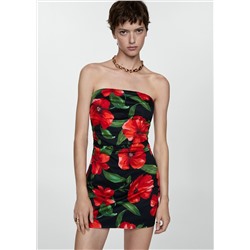 Vestido palabra de honor flores
