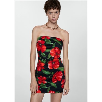 Vestido palabra de honor flores