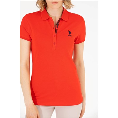 Kadın Kırmızı Basic Polo Yaka Tişört