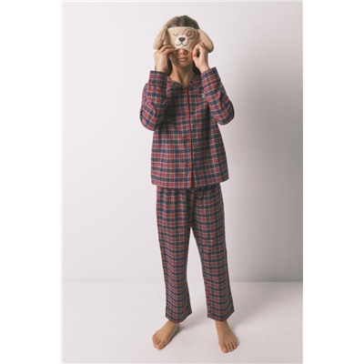 Pijama infantil camisero cuadros 100% algodón